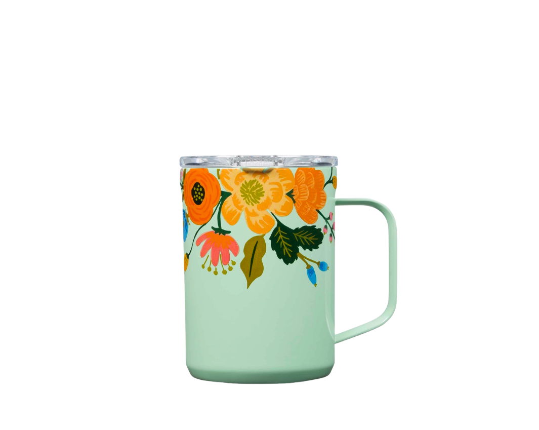 Corkcicle 16 oz Rifle Paper Co. Lively Floral Coffee Mug - Mint